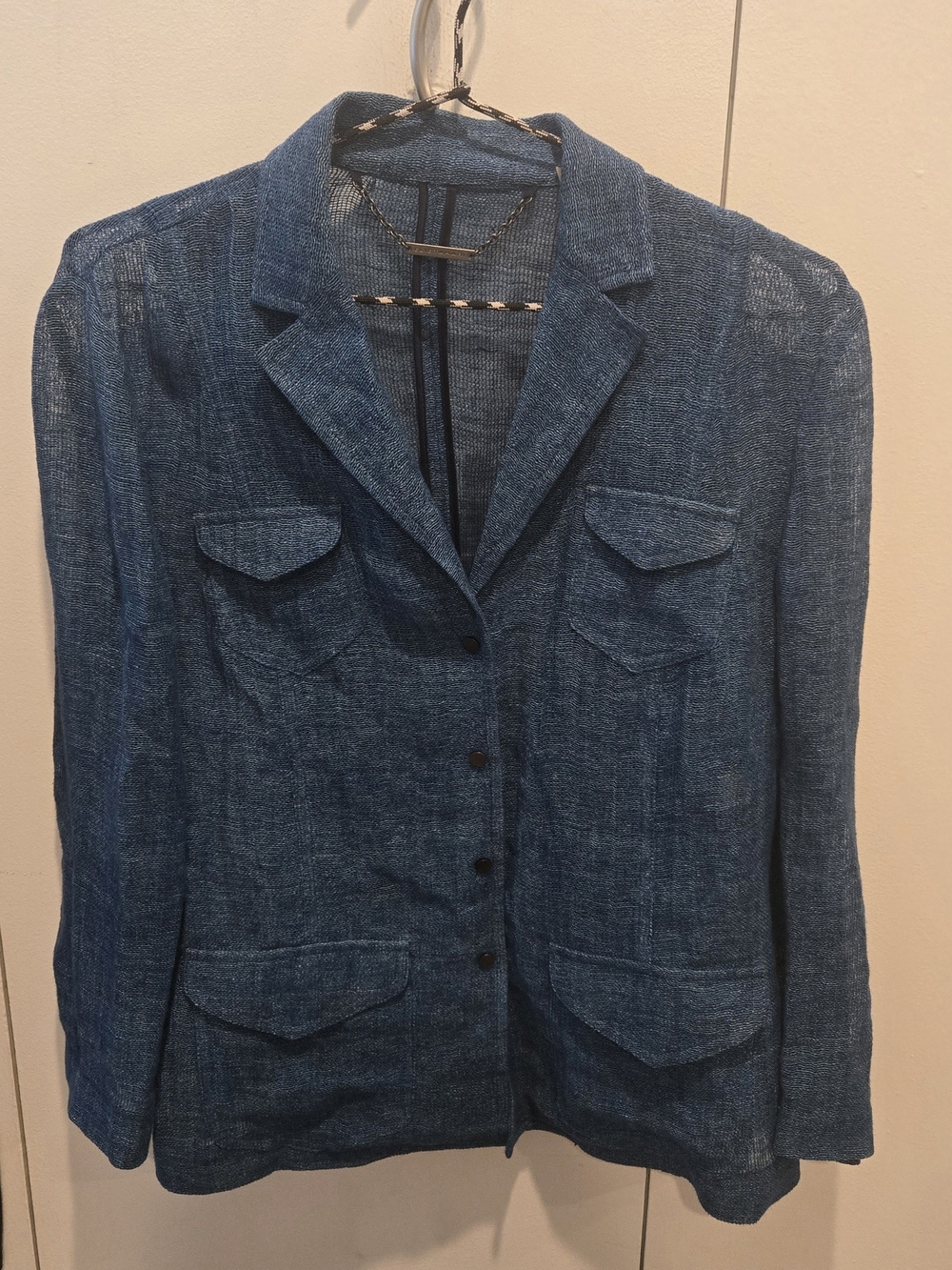 Elie Tahari Blue Linen-Blend Tailored Blazer